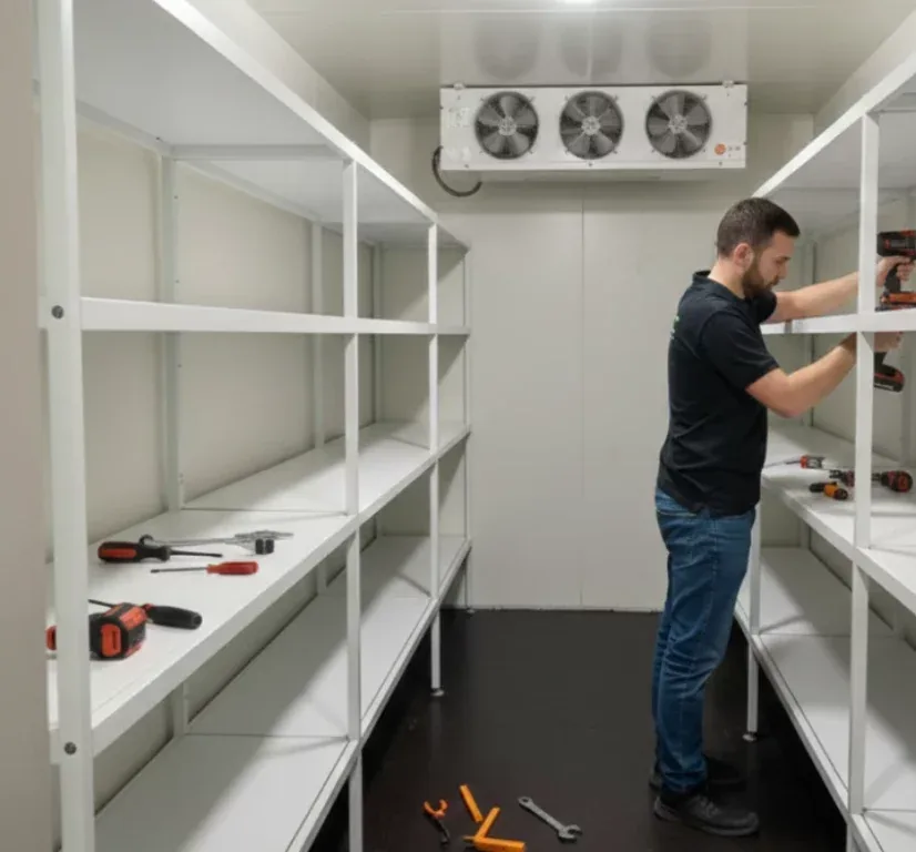 Chambre froide et ses étagères